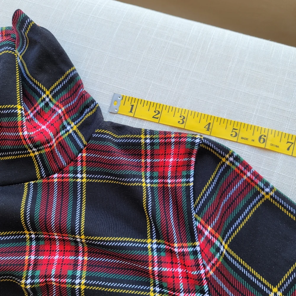 New J.Crew Sz Small S Printed tissue turtleneck Black Tartan plaid Top NWT